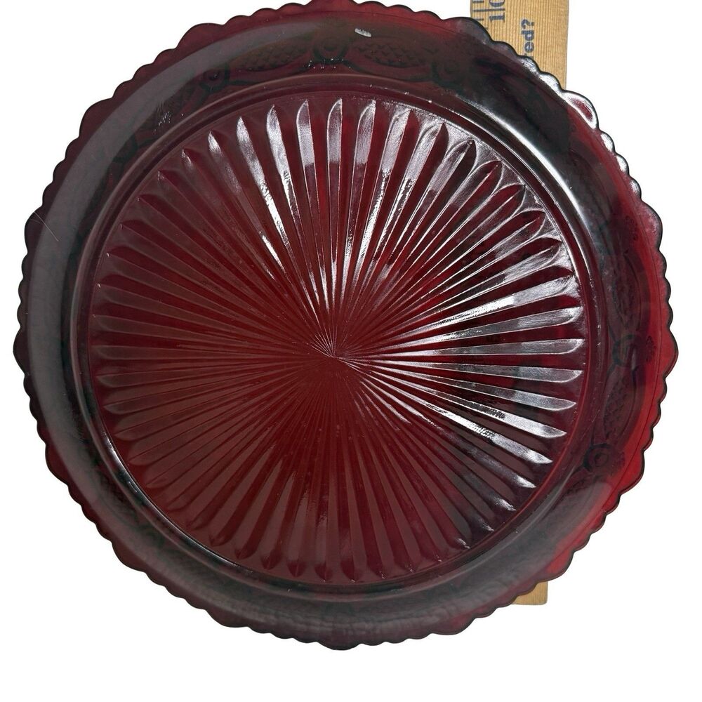 Avon 1876 Cape Cod Ruby Red Glass Plate 10.5 Inch - Picture 2 of 2